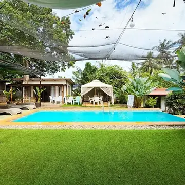 Villa D'Eliz Main pool, lawn and gazebo